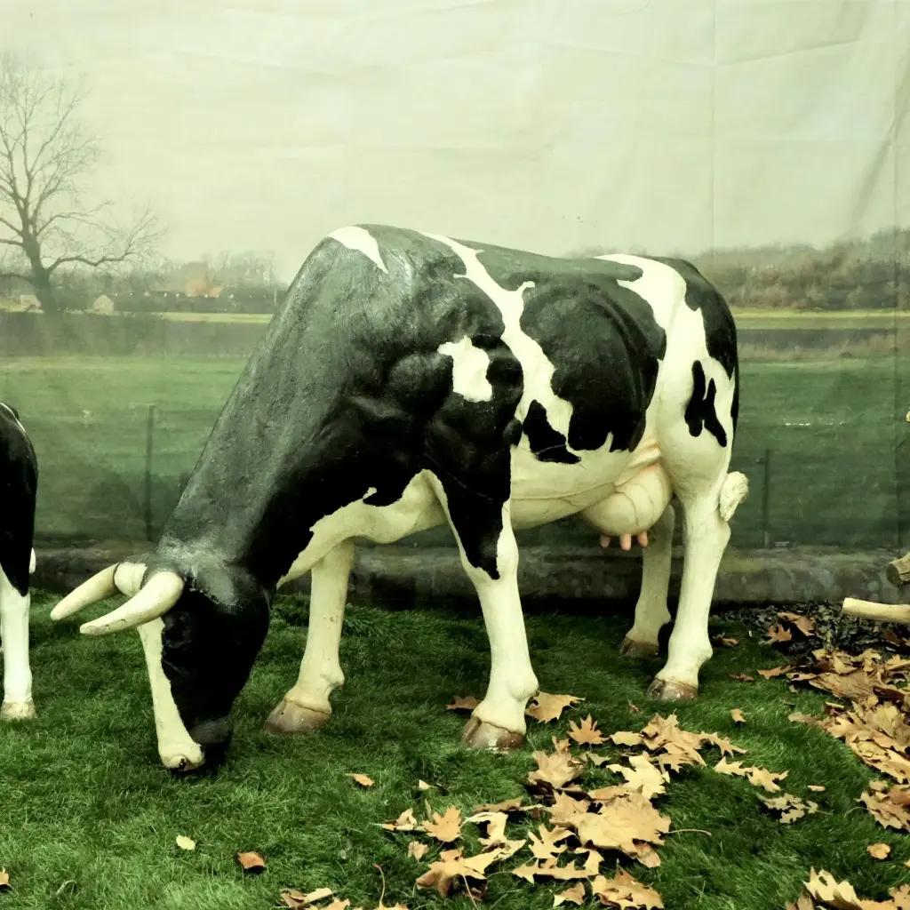 Cow   Grazing   life-size    black/white