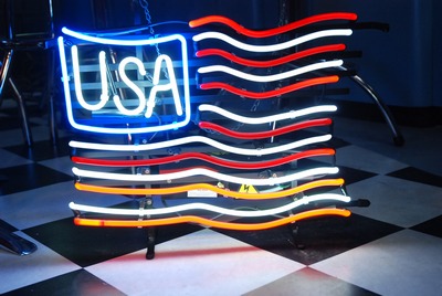Neon " USA " flag 220v