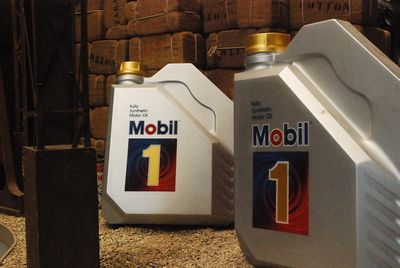 XXL Oil can ""Mobil"", Plastic , advertising can
