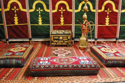 Pouffe for two, from rug