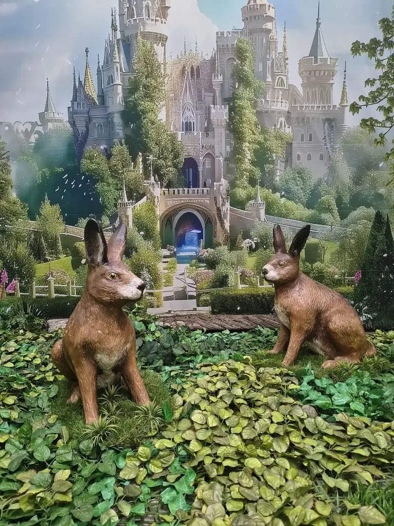 Hare sitting down life size