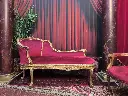 Classical Sofa, red velours Chaise longue