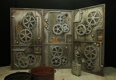 Wall, Steelplated, with Gears etc.  , a pc.