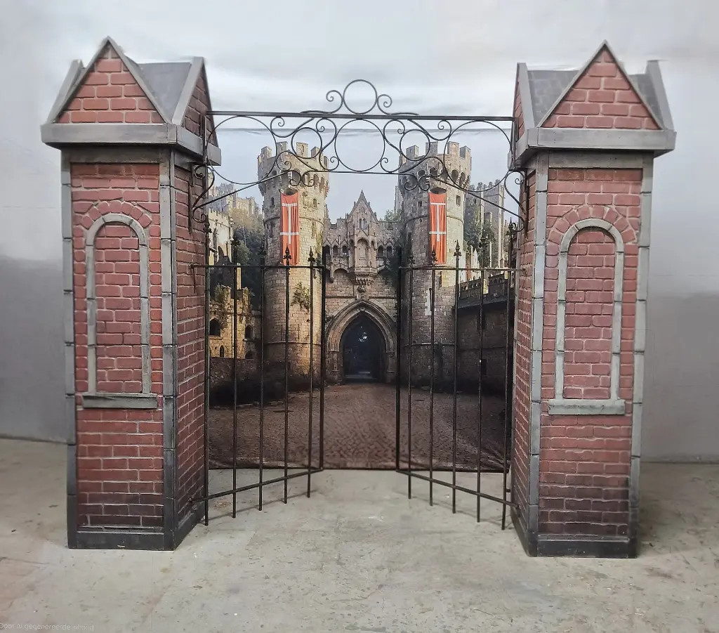 Iron Gate with two Stone/Brick Towers