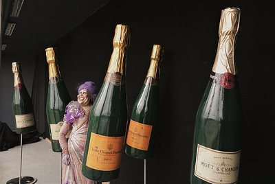 Champagne Bottle  on a post