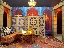 Folding Screen Oriental Beige and Blue