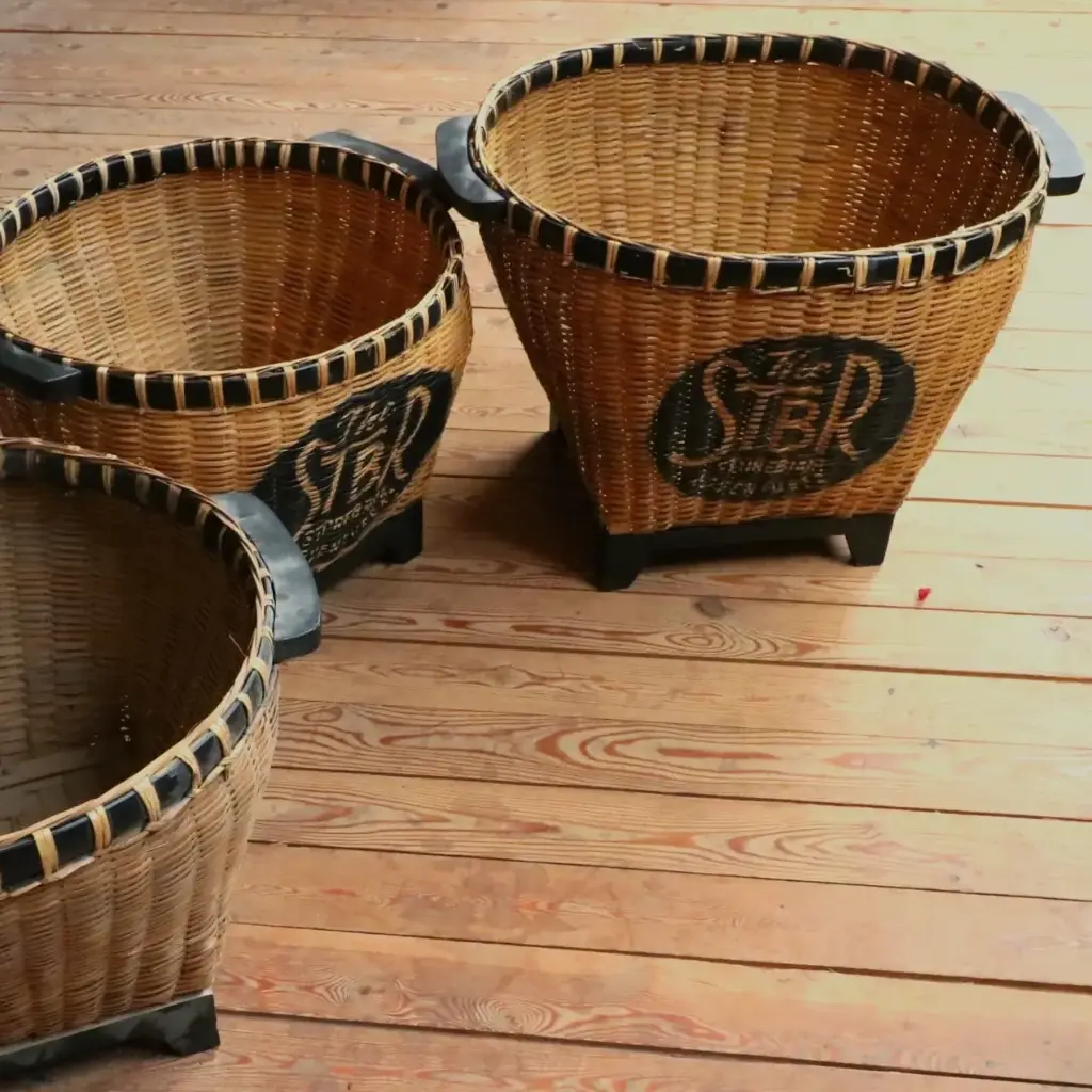 Basket Bamboo Black  Dot