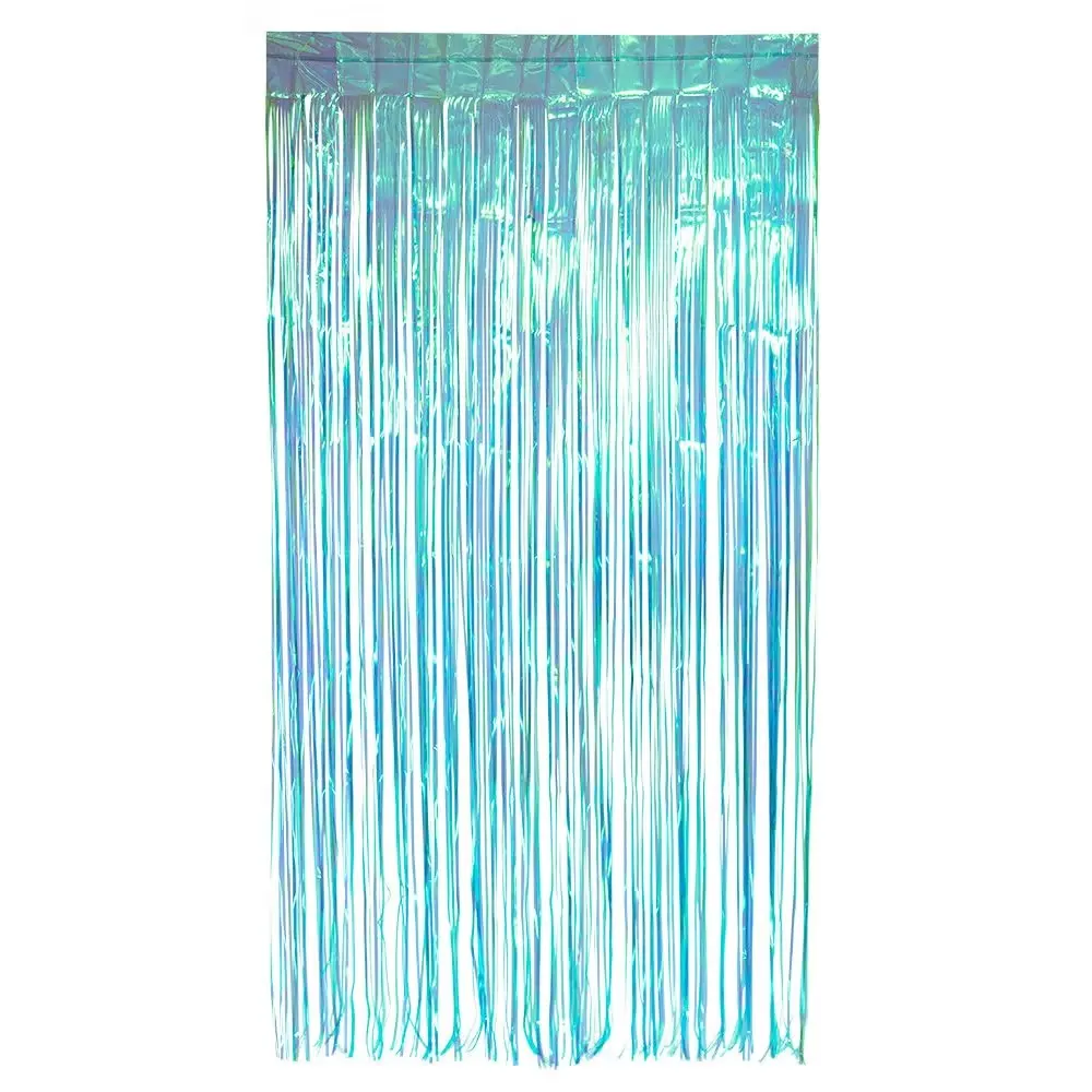 Foil curtain Iridescent light blue