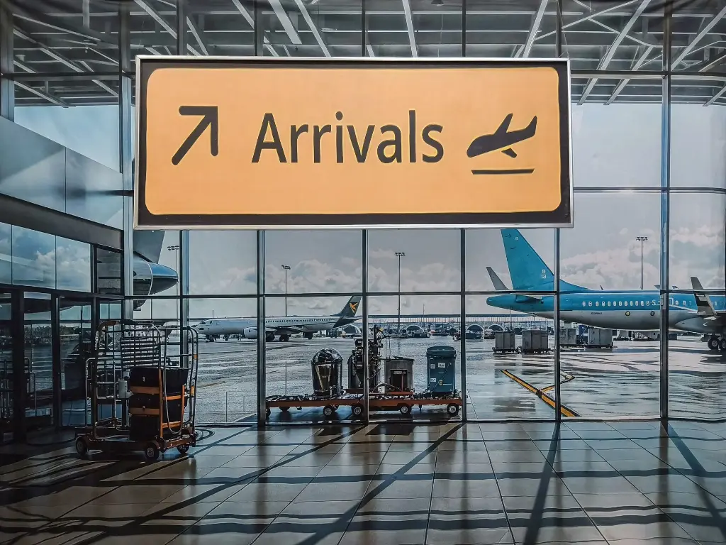 Panel  Airport  "Arrivals "  in Metal Frame 