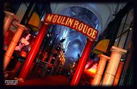 Moulin sign with Lightbulbs in Letters