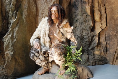 Neanderthal man on a Rock