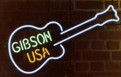 Neon  " Gibson USA "  guitar 220v