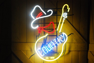 Neon  " Country"  cowboy wth. guitar 220v
