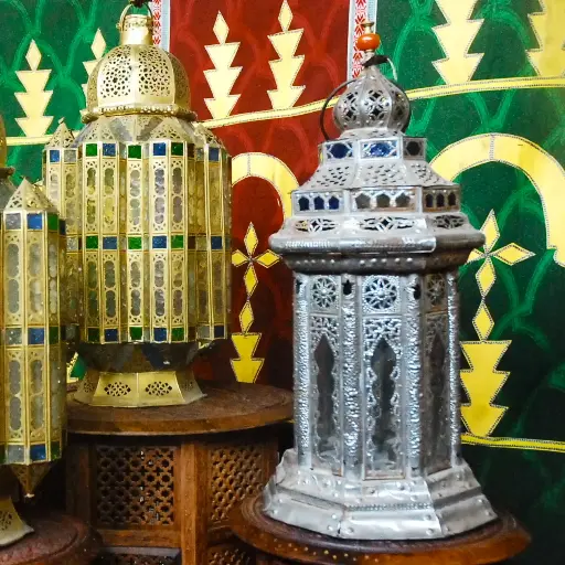 Lantern Maroccan, Silver, L