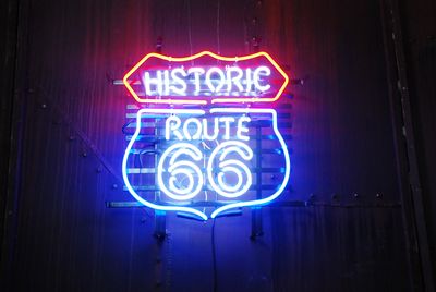 Neon ""Historic Route 66"" 220v