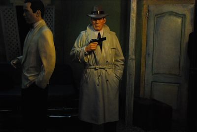 Maffioso in white Raincoat, life-size
