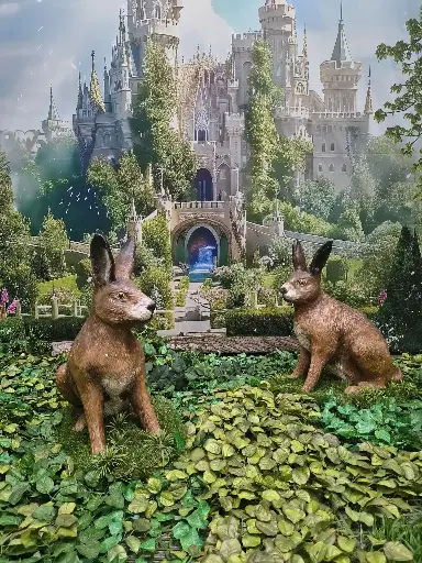 Hare sitting down life size