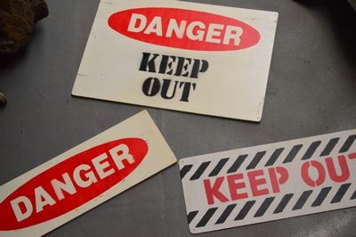 Warning Sign "DANGER"  in red  "KEEP OUT"