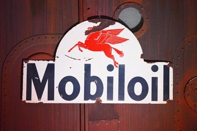 Advertising panel MOBILOIL"" , enamel,