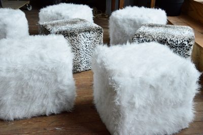 Pouffe Cube White Bear