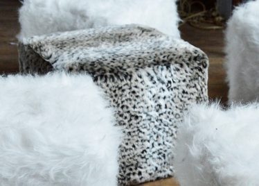 Pouffe Cube  with  Lynx-Hide