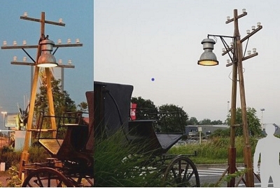 Telegraaf/stroompaal met lamp 220v