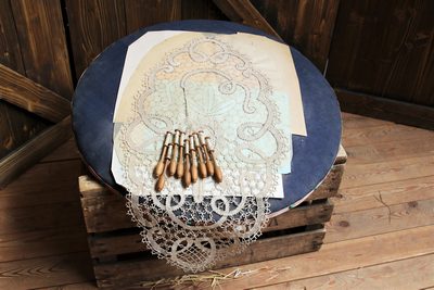 Lace-Makers-Cushion  with piece of Lace