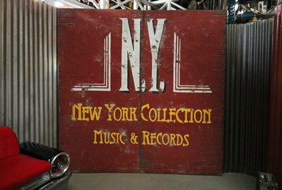 Screen "NY  Records  etc. " Brick-Wall Advertisment