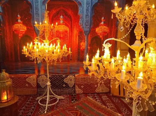 Chandelier white standing, Crystal, XL