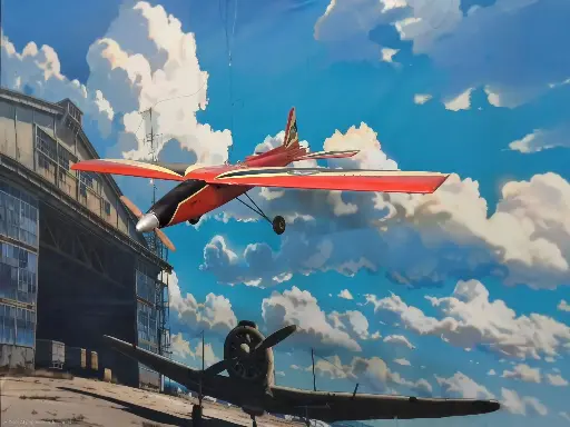Airplane   Red  Aero Photo  1m36w