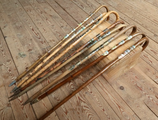Walking Stick with Metal Badges