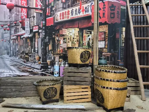 Basket Bamboo  Black  Dot