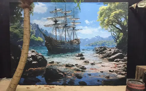 Backdrop  Sailing Ship in a Lagoon 
