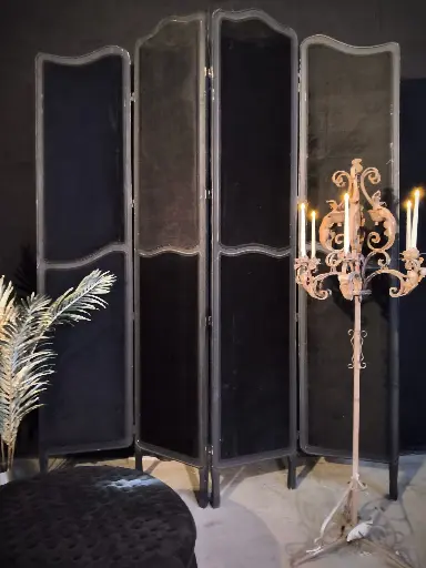 Classical Folding Screen Black Velours