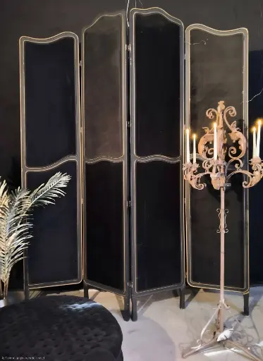 Classical Folding Screen Black Velours