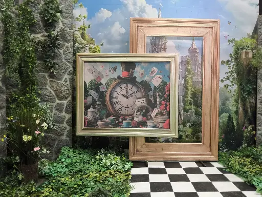 Panel  Wonderland Clock in Frame