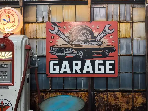 Advertisement Panel Garage enamel-look