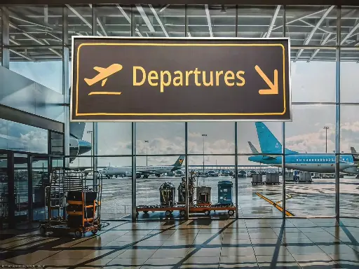 Panel  Airport  "Departures"  in Metal Frame 