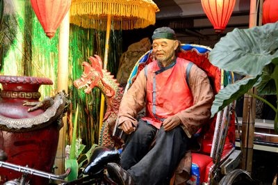 Chinese man sitting, Wax  life-size