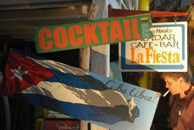 Panels on post, "Cocktail-bar" & "Cuba Libre"