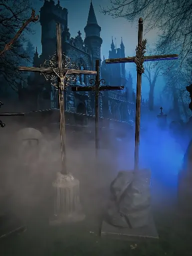 Tomb, Iron Cross, on rock/column