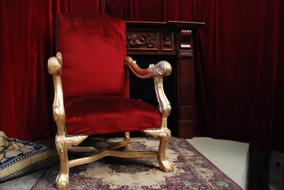 Throne  in Red Velours and Gold 