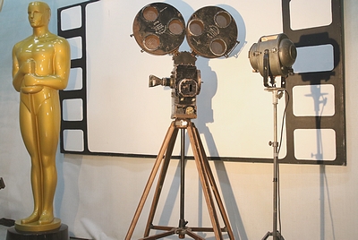 Film Camera, Wooden Stand